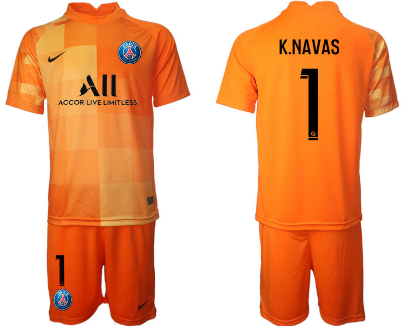 Men 2021-2022 Club Paris St German orange red goalkeeper #1 Soccer Jersey